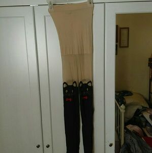 Lovesick Red Bow Cat Faux Thigh High Tights